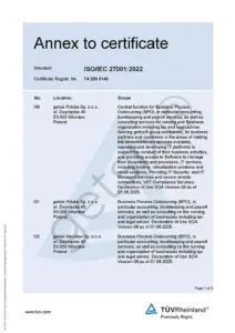 Annex to certificate ISO/IEC 27001:2013