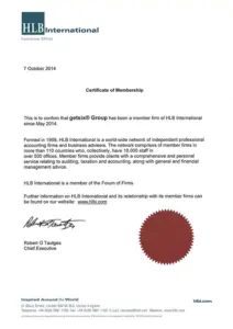 Certificate of HLB International Membership